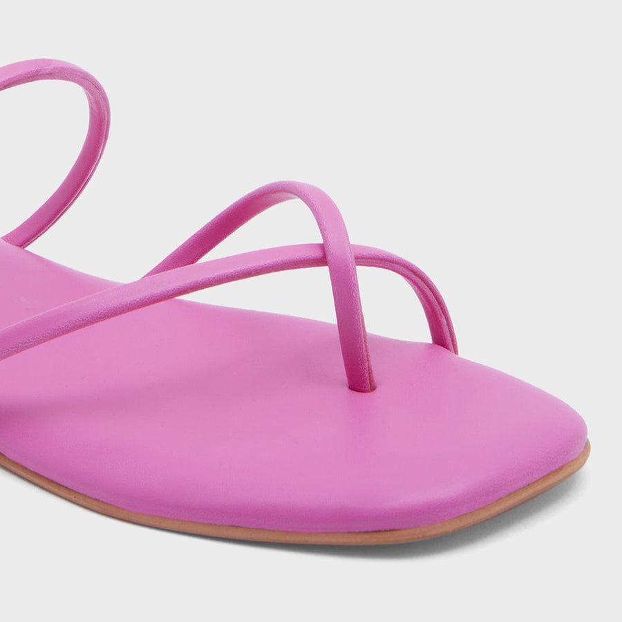 Keeping It Chic Pink Double Strap Solid Slider Flats