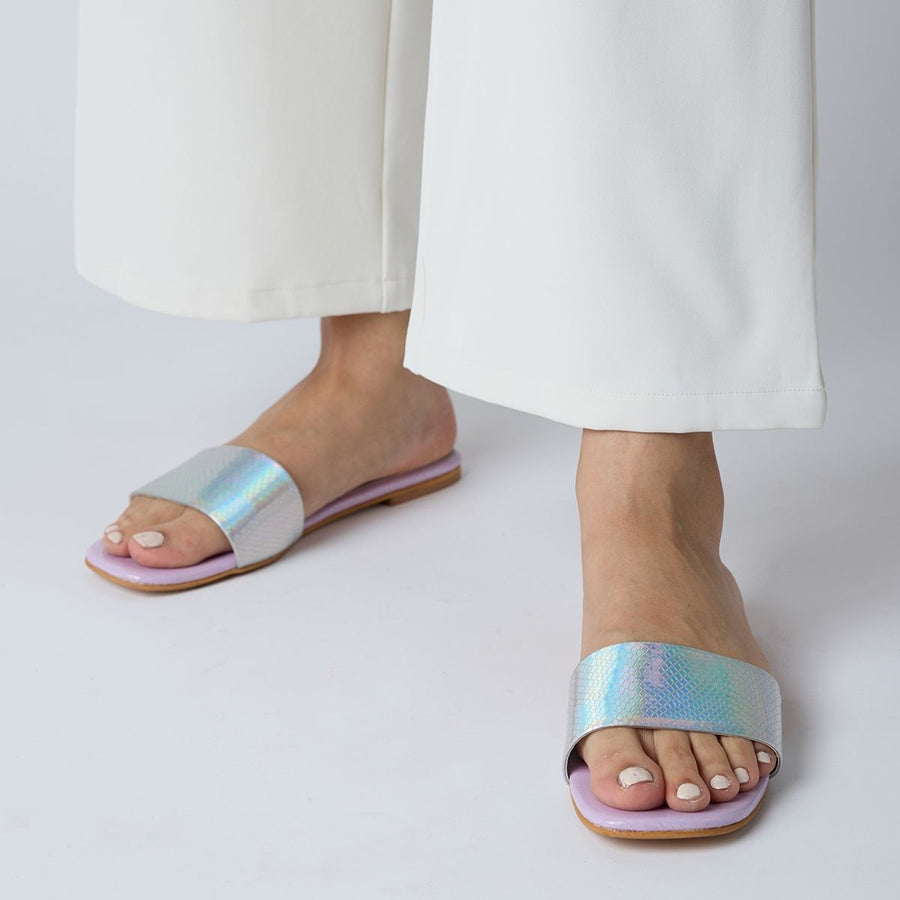 Silver Lilac Holographic Slider Flats