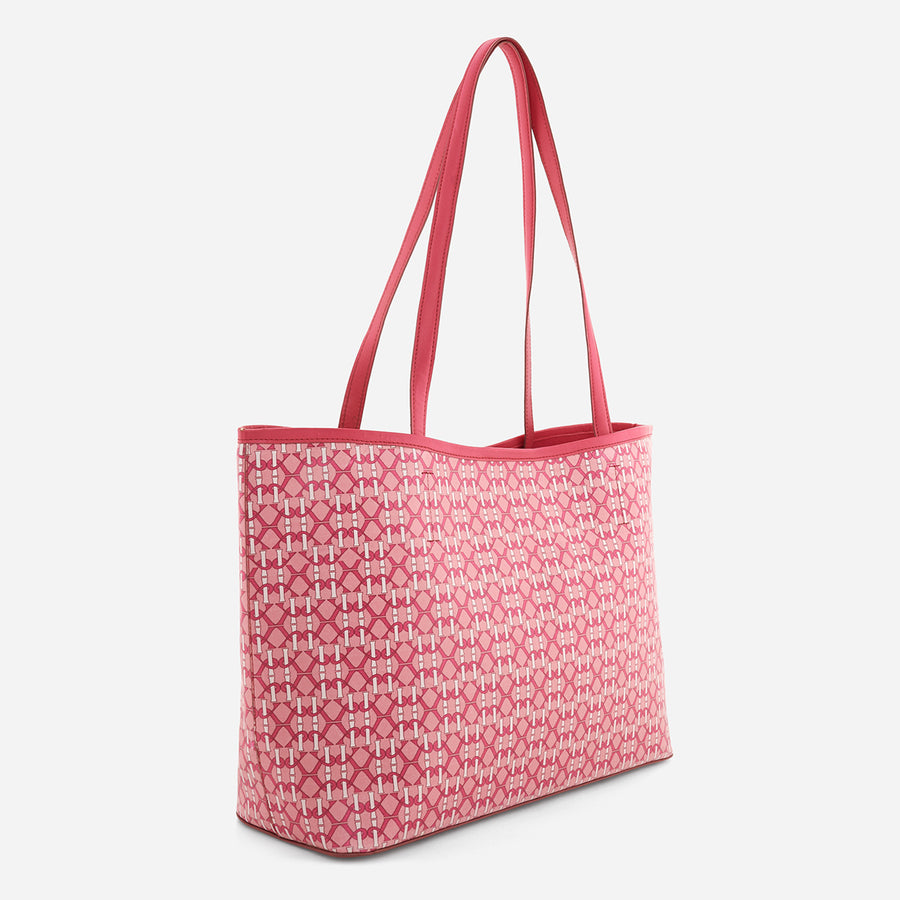 Chic Red Monogram Design Tote Bag