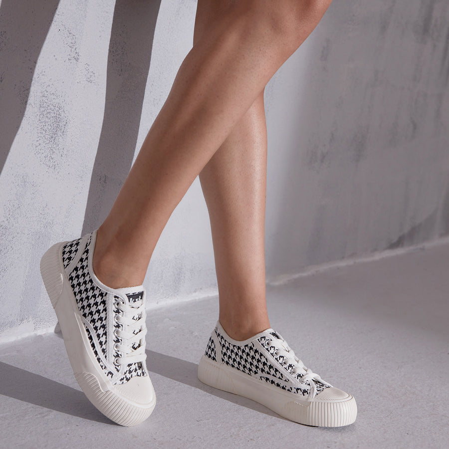 Helen Chequered Black & White Sneakers