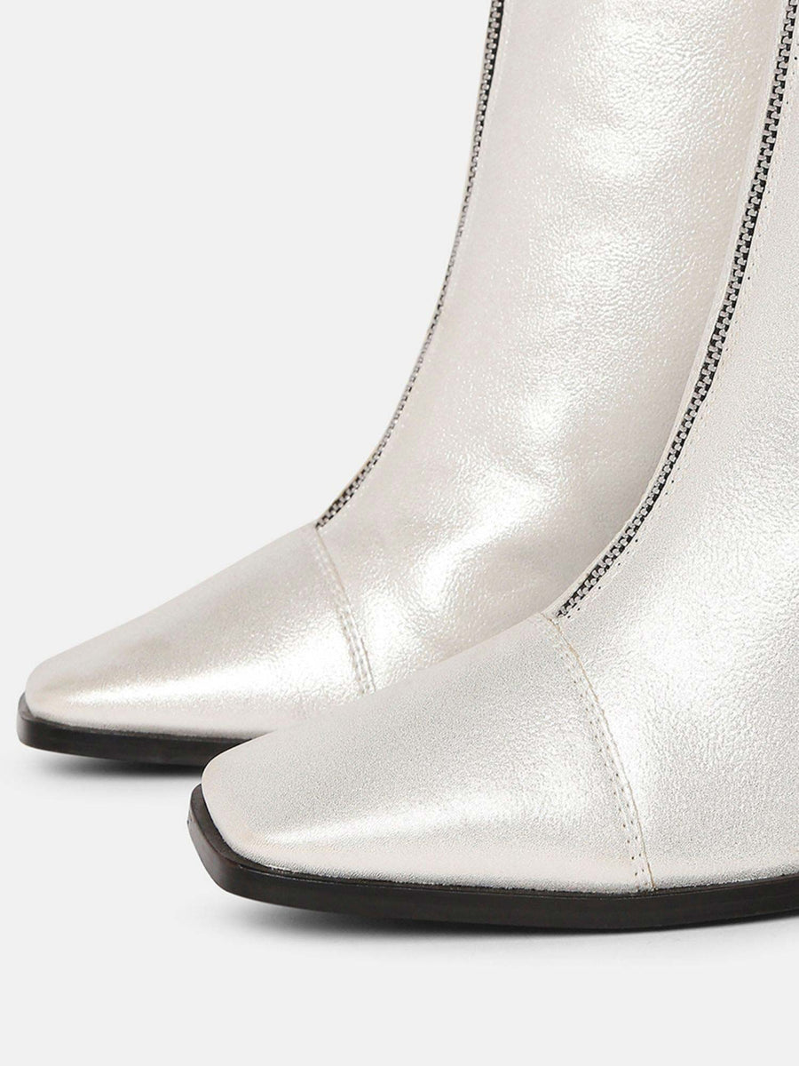 Retro Metallic Over-The-Ankle Boots