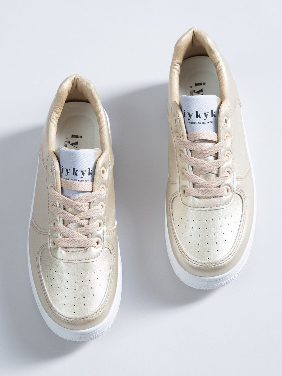 Premium Gold Solid Casual Sneakers