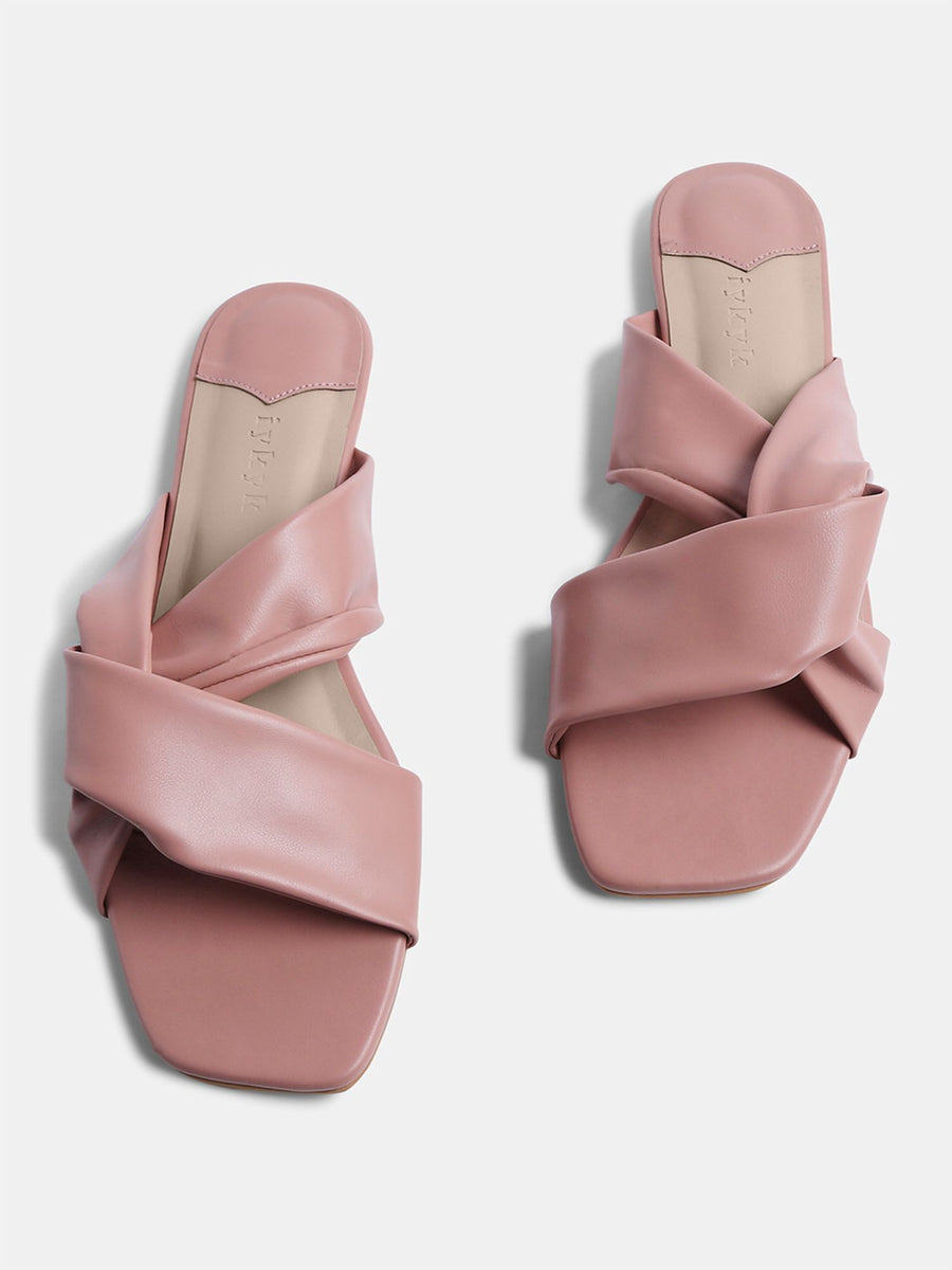 Minimal Pink Bow Knot Slip-on Flats