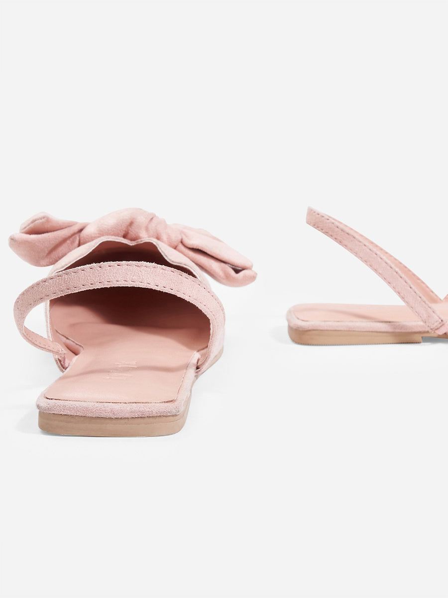 Pink Faux Suede Flat Sling Back Flats