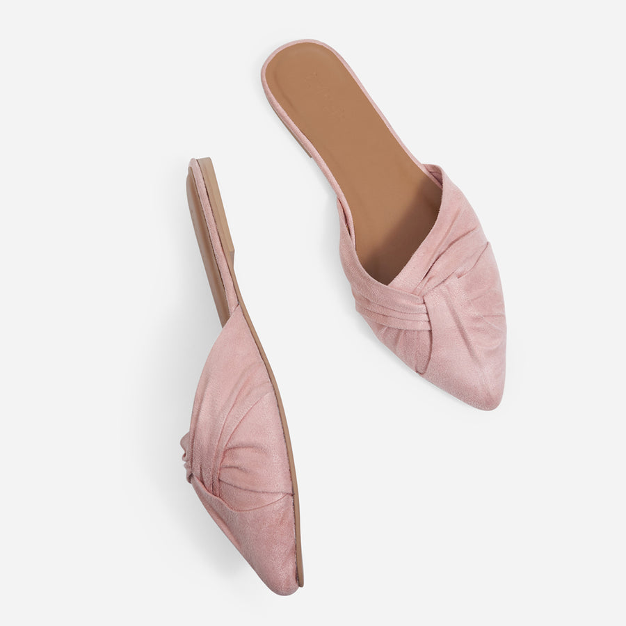 Pink Uber Chic Faux Suede Mules