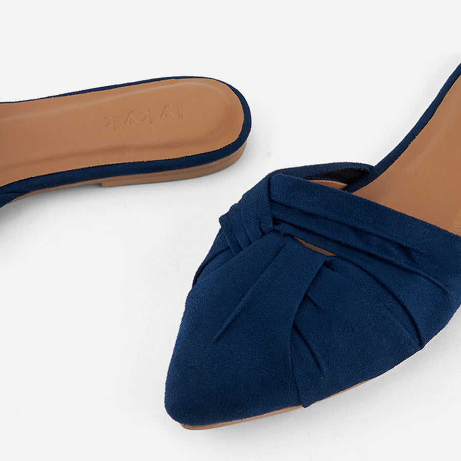Navy Uber Chic Faux Suede Mules