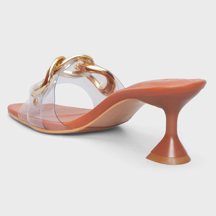 Tan Keep The Party Going Spool Heels