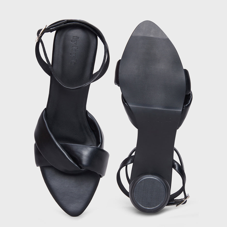 Black Step-In Style Round Heels