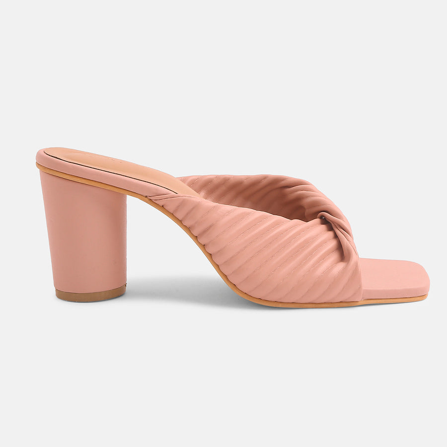 Donna Premium Blush Pink Patterned Block Heels