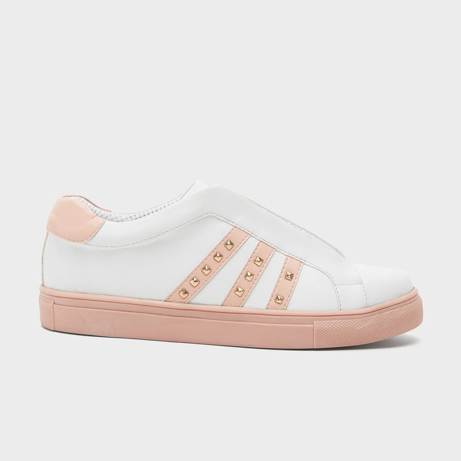 Audrey Uber Chic White & Blush Pink Sneakers