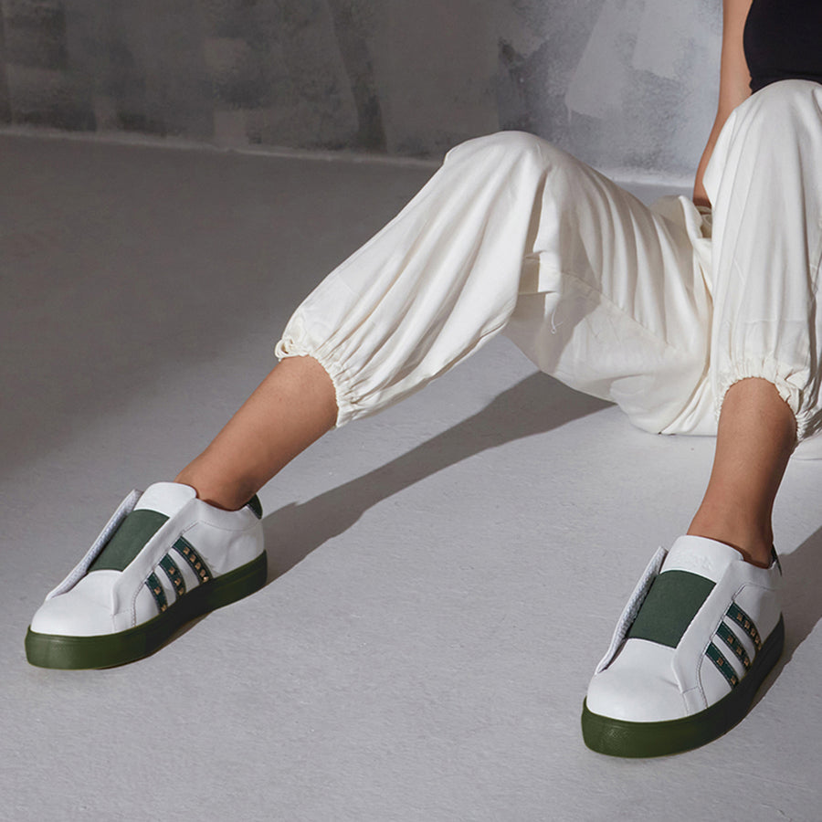 Audrey Uber chic White & Green Sneakers