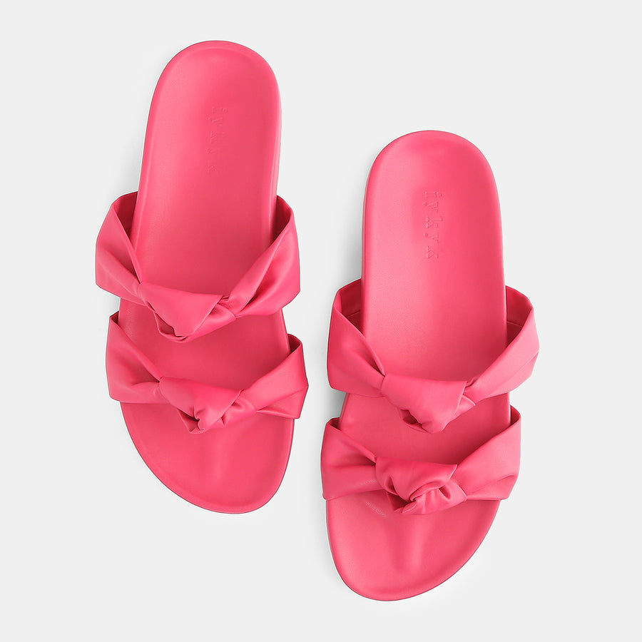 Funky Pink Double Knotted Strap Sliders