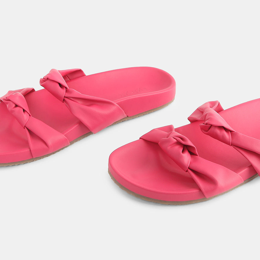 Funky Pink Double Knotted Strap Sliders