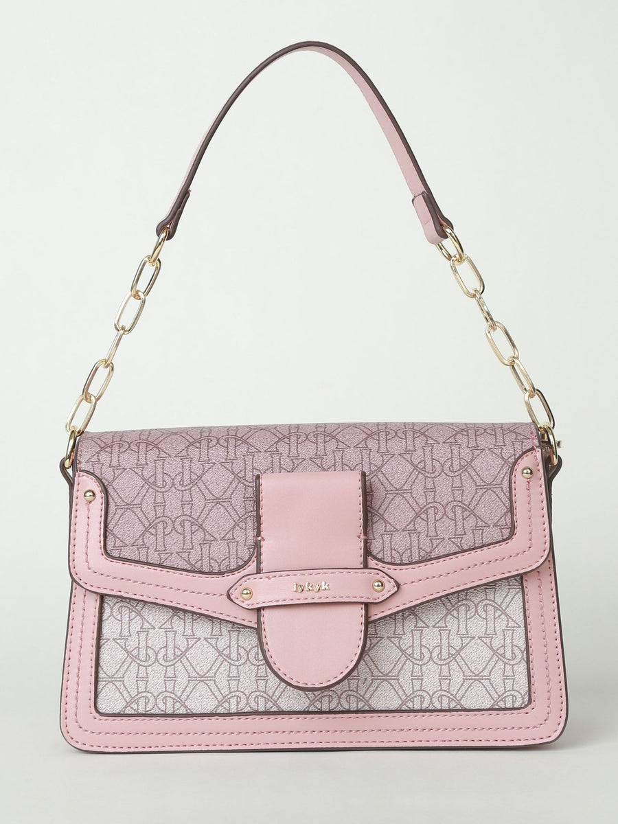 Pink Tonal Colour Blocked Monogram Handbag