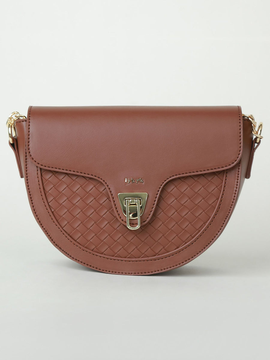 Compact Brown Crescent Sling and Cross Bag