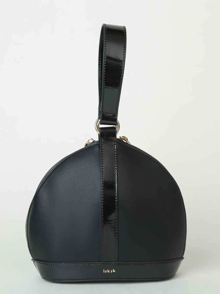 Compact Black Structured Sling Bag