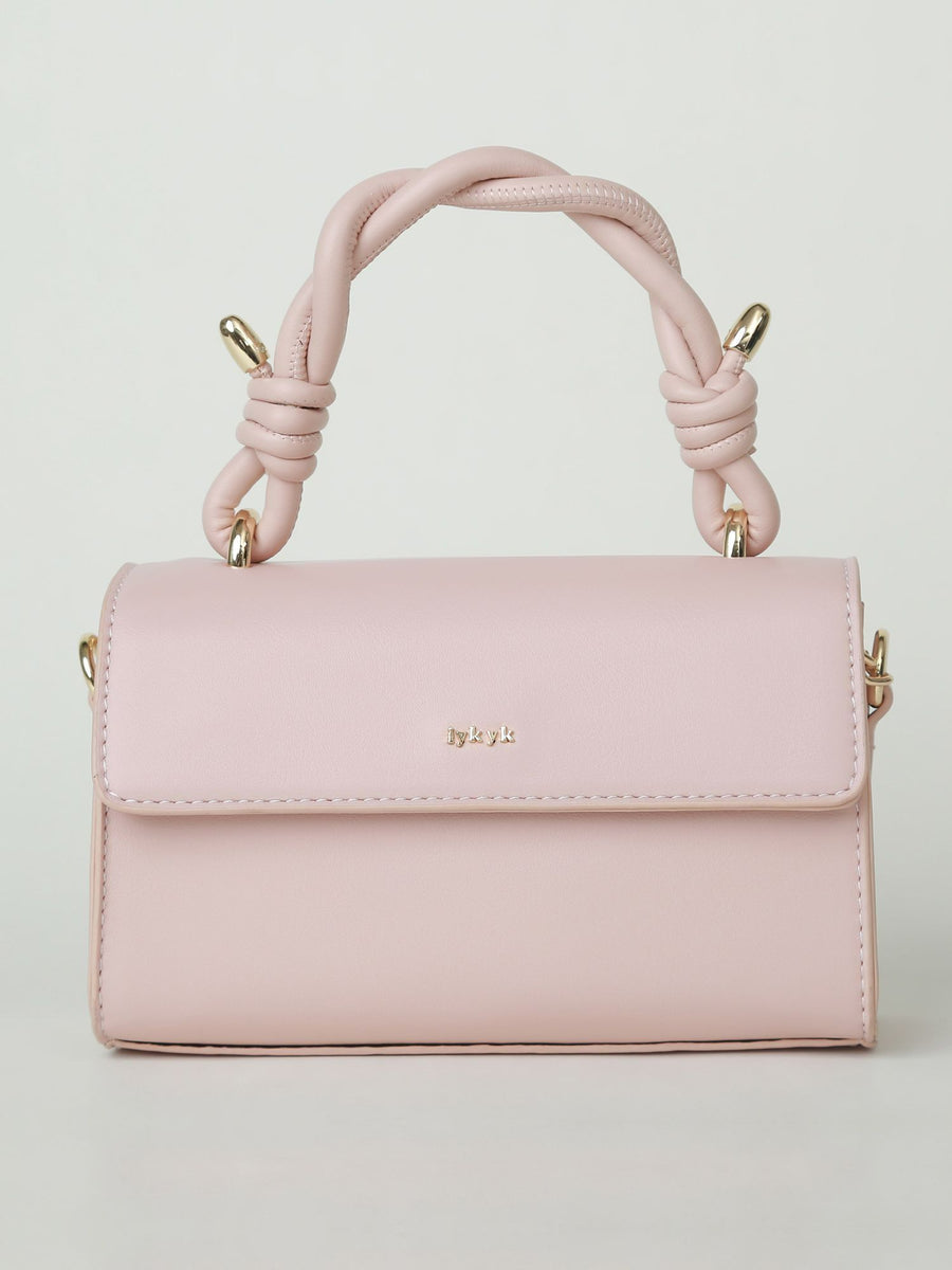 Compact Pink Sling and Crossbody Bag with Twisted Handle
