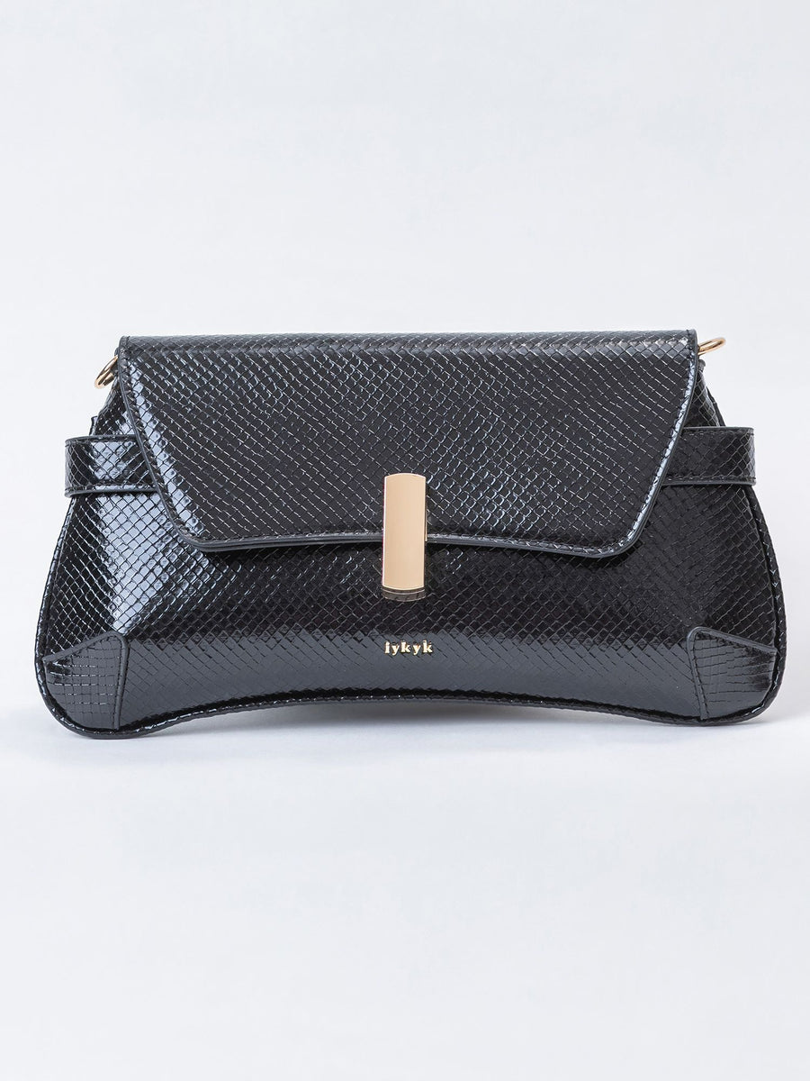 Elegant Textured Black Sling Bag