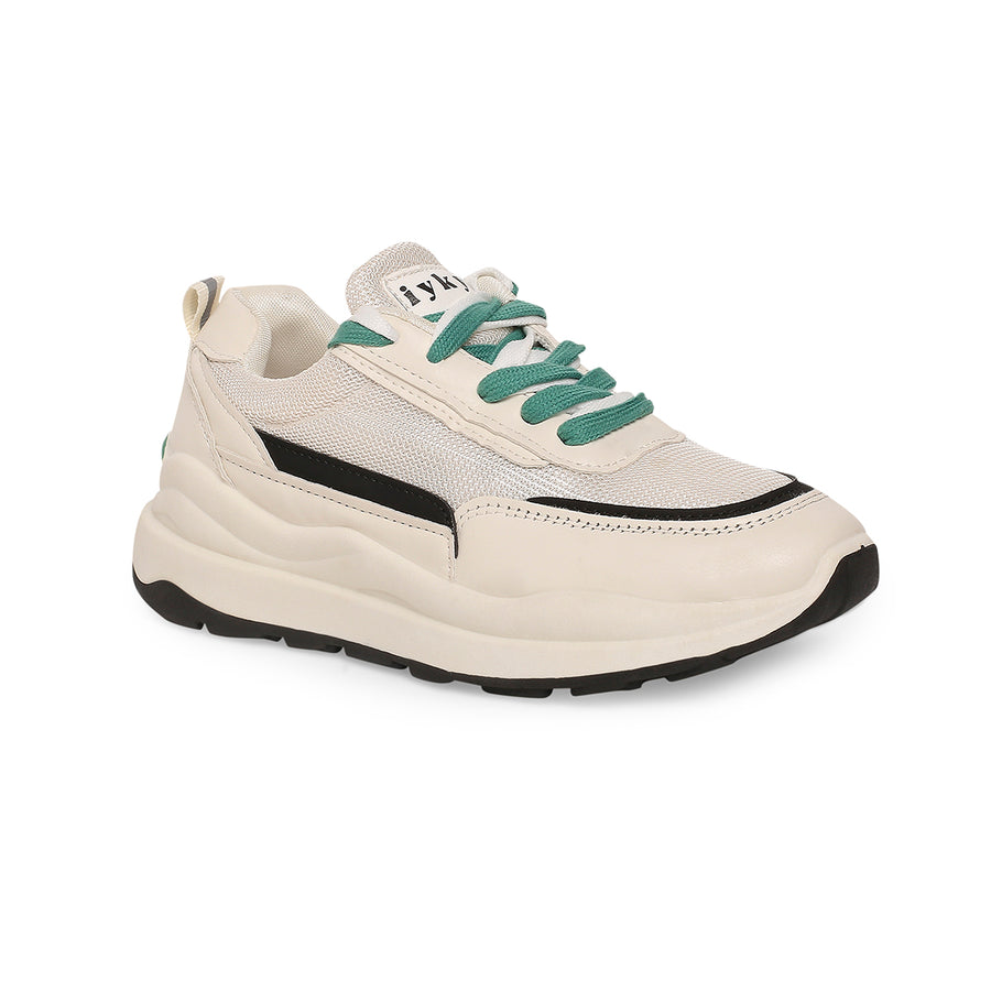 Classic Off-White & Green Sneakers