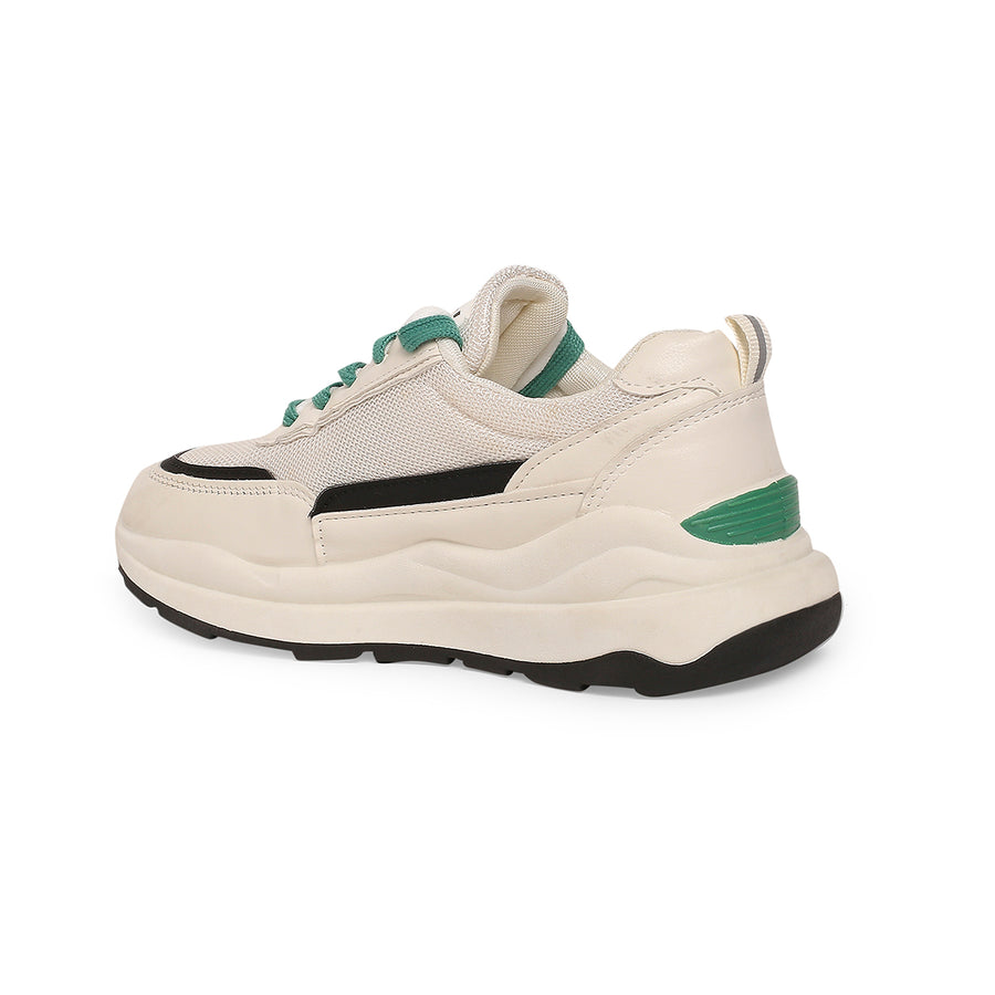 Classic Off-White & Green Sneakers