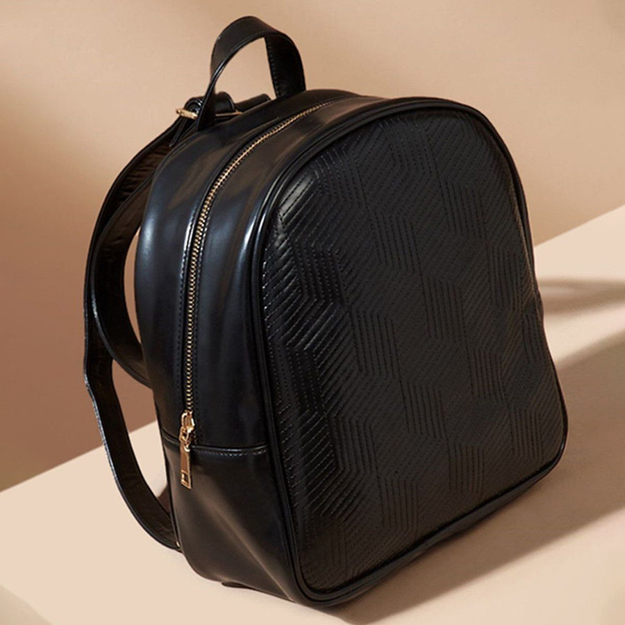 Textured Black Casual Backpack