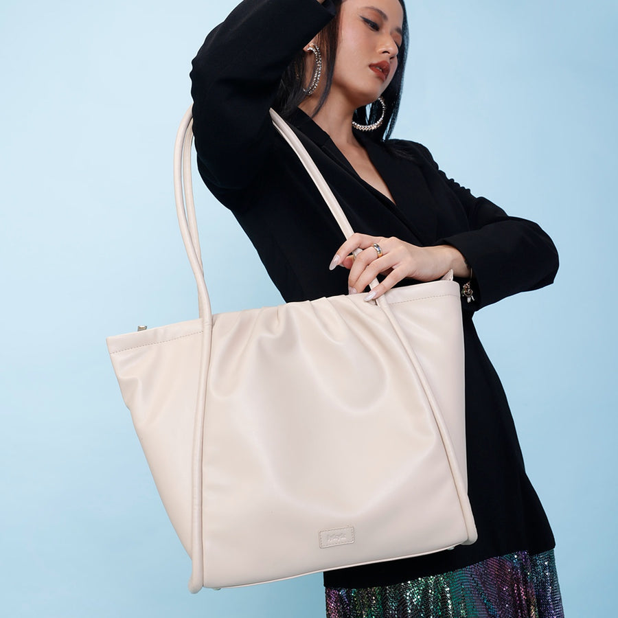 Beige Rope Style Strap Tote