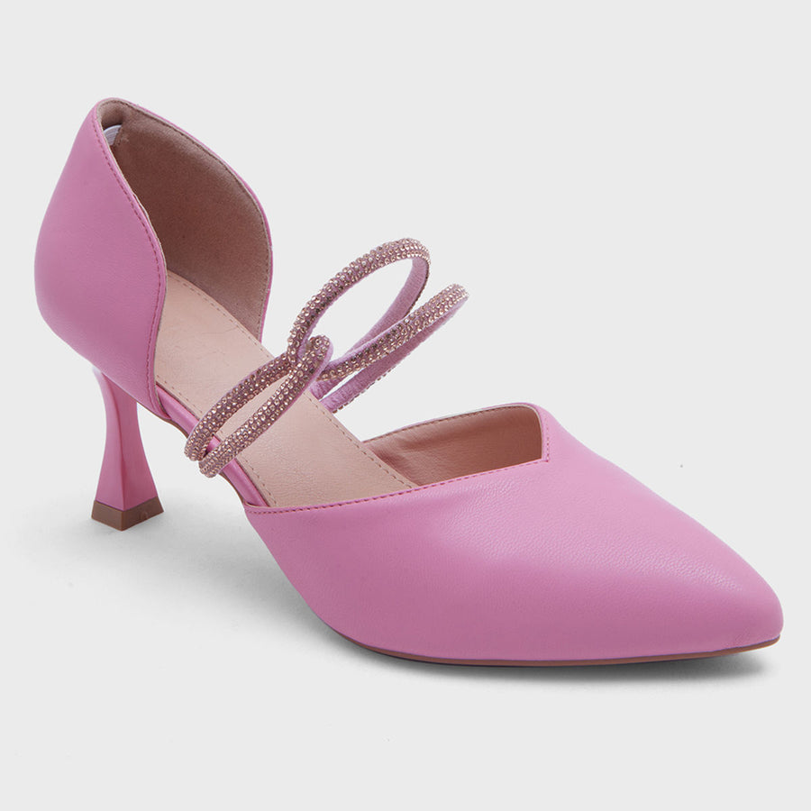 Be The Diva Pink Rhinestone Stiletto Pump Heel